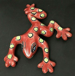 Mexican Talavera Pottery Frog Hand Painted Folk Art Glazed Ceramic Colorful 6 "