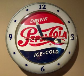 Vintage Pepsi Pepsi - Cola Double Bubble Clock 1950s