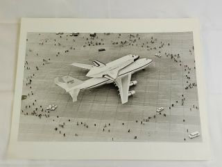 Vtg Nasa 905 Boeing 747 Jetliner Space Shuttle Carrier Black White Photograph