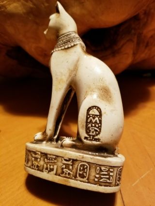 Vintage Bastet Egyptian Cat Goddess Statue Ceramic Figure Pyramid Worship Deity