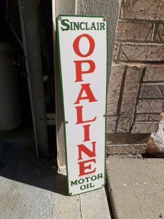 c.  1950s Sinclair Opaline Motor Oil Sign Gas Station Advertising Porcelain Sign 2