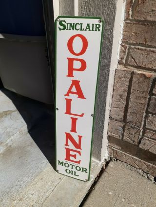 c.  1950s Sinclair Opaline Motor Oil Sign Gas Station Advertising Porcelain Sign 3