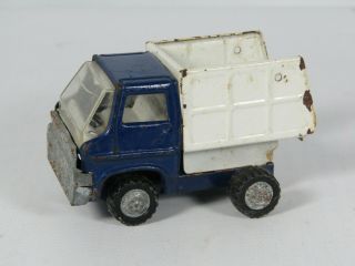 Vintage Louis Marx Dump Truck 70’s Pressed Steel,  Blue Truck With White Bed