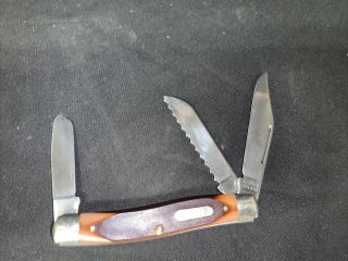 Schrade Old Timer Usa Made 890t 3 - Blade Folding Pocket Knife (b2)