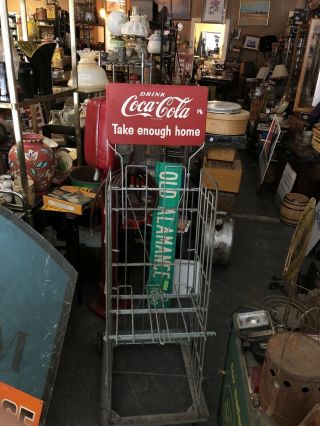 Vintage 2 Sided Coca - Cola Take Enough Home Sign With Rack