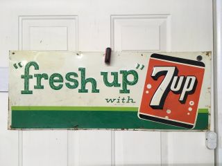 Vintage Fresh Up With 7 Up Metal Sign