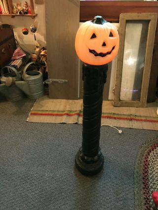 Vintage Halloween 36 " Blow Mold Pumpkin Candle Lamp Post X Union Empire