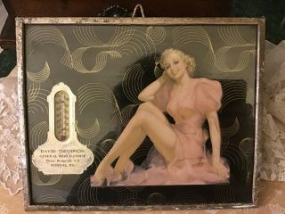 Vintage Advertising Thermometer Pin Up Girl Picture