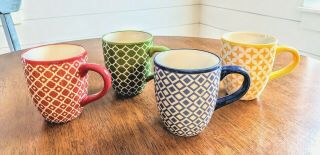 Vintage Scm Designs Coffee Cup Mugs Glazed Ceramic Stoneware Set Of (4)