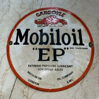 Rare 1930s Vintage Style Mobilgas Porcelain Gas Pump Sign Mobil Mobiloil Ep Oil