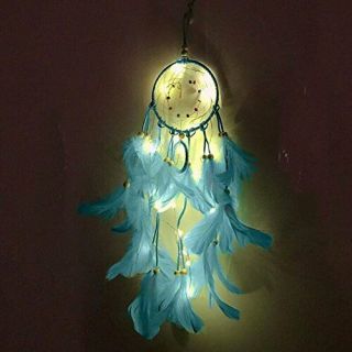 Glowing Dream Catcher With Led Lights Feather Chandelier Ornaments Handmade Indi