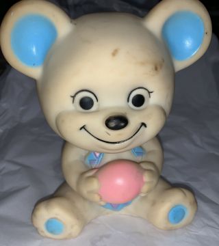 Vintage White Bear Squeak Toy Made In Hong Kong