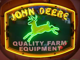 24 " Inches John Deere Quality Farm Equipment Tractor Dealer Real Neon Sign Light