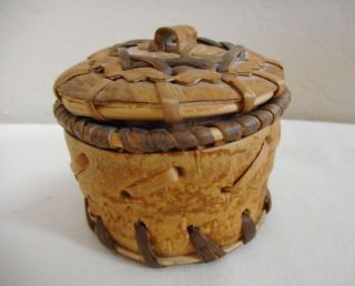 Small Native American Bark Basket With Lid