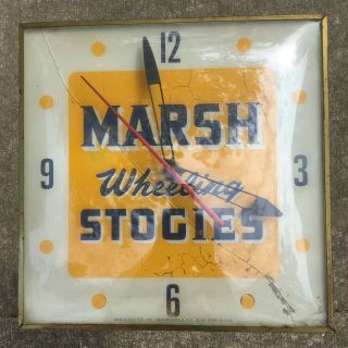 Vintage Pam Advertising Electric Light Up Clock Marsh Wheeling Stogies 1962