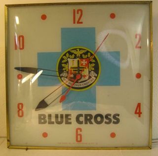 Vintage Retro Blue Cross Illuminated Wall Clock - Pam Clock Co.  - Keeps Time