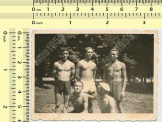 Shirtless Handsome Muscular Men Shorts Trunks Beach Guys Gay Int Vintage Photo