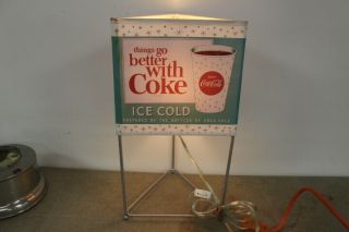 Rare 3 Sided Vintage 1960 ' s Coca Cola Soda Pop Table Lamp Light Sign 2