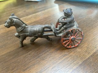 Vtg.  1800’s Cast Iron Jockey Horse (wheels Spin)