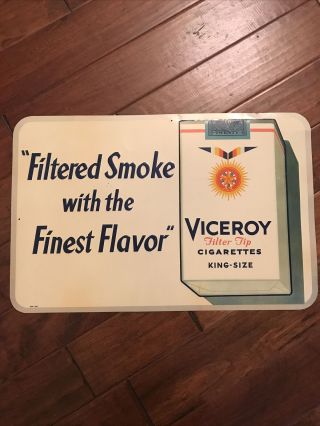 Vintage Viceroy Filter Tip Cigarettes King Size Pack Embossed 26” Metal Sign