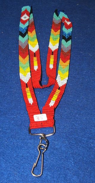 Beaded Lanyard W/ Clip Id Badge Holder 30 " Neck Circumference Red 35