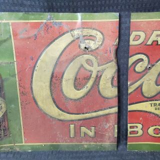 Antique Coca Cola Tin Sign 1908 Rare Tin Sign Embossed 3