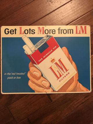 Vintage L&m Cigarettes Embossed Metal Sign 23 1/2 " X 17 3/4 " Great Vintage Cond