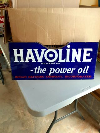 Vintage Rare Havoline Indian Refining Company Porcelain Sign (double Sided)