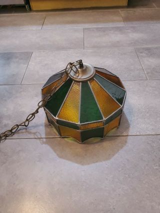 16” Vintage Tiffany Style Hanging Light Lamp Shade Stained Glass Ceiling Fixture