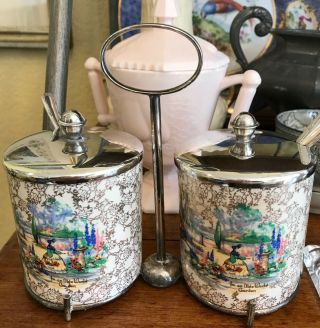 Vintage In An Olde World Garden Sandland Staffordshire England Jelly Jars Set