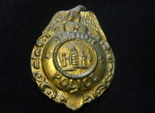 Vintage Junior Police Metal Badge / Pin,  Gold Finish,  in 2