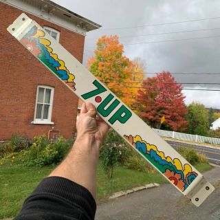 Vintage Advertising 7up Door Push Bar Soda Sign Colorful Hippie Style Peter Max