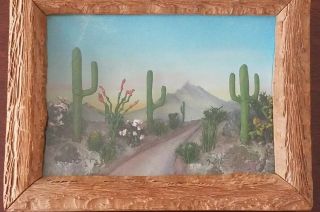 Vintage Landscape View Co Native American Diorama Tucson Az.  6.  5 " ×8.  5 "