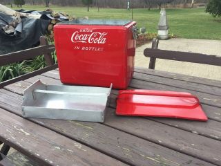 Vintage 1950s Drink Coca Cola In Bottles,  Picnic Cooler With Tray Insert