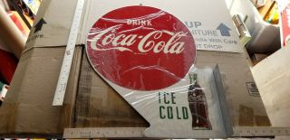 Vintage Drink Coca Cola Ice Cold Flange Metal Sign A