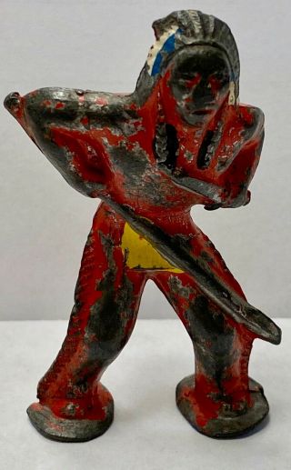 Vintage Barclay Metal Lead Toy Native American Indian Figure With Spear