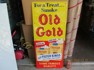 Old Gold Cigarette Tobacco Tin Metal Embossed Sign 50 