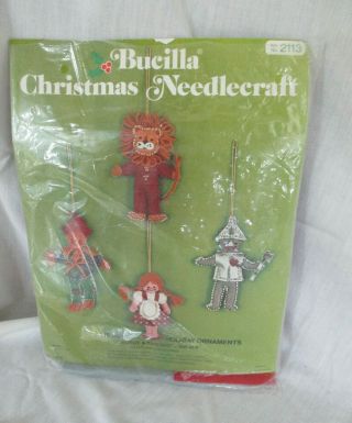 Vintage 2113 Bucilla Christmas Jeweled Ornament Kit Dorothy & Friends Set Of 4
