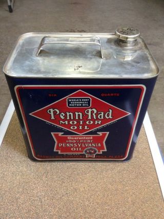Rare Vintage Penn - Rad Motor Oil 6 - qt Oil Can 2