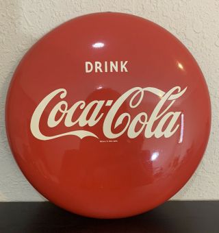 Coca Cola 12 Inch Curved Metal Button Sign