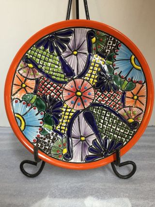 Talavera Mexico 11.  5 " Plate Colorful Folk Art Mexican Pottery Hand Painted