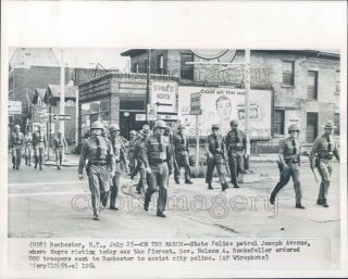 1964 Press Photo York State Police Patrol Street Rioting In Rochester 1960s