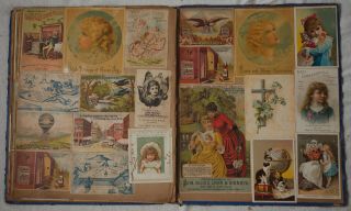 19th Century Antique Victorian Trade Card Scrapbook Album 2