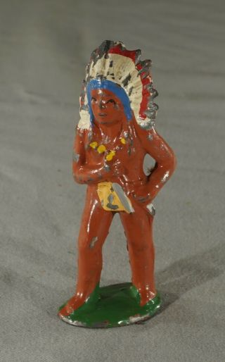 Vintage Antique Lead Toy Native American Indian Figure (inv.  No.  3782)