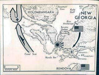 1943 Photo Ww2 Photo Maps Solomon Islands American Troops Munda Airbase Jungle
