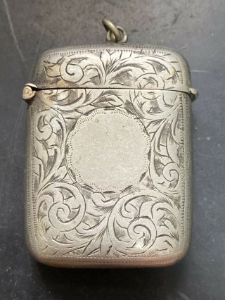 Antique Vintage Sterling Silver Match Matches Holder Case