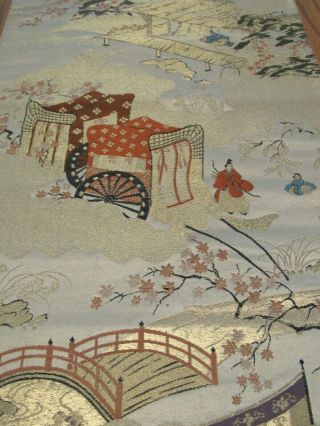 Nobles Samurai Landscape House Obi Fabric Made In Japan 100 Silk 42 " L 2016