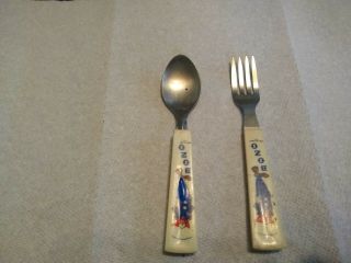 Vintage,  collectible Bozo the clown fork and spoon. 2