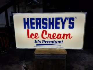 Vintage Hersheys Premium Ice Cream Double Sided Light Up Hanging Sign