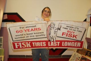 Large Fisk Tires Last Longer Gas Station 48 " Metal Sign